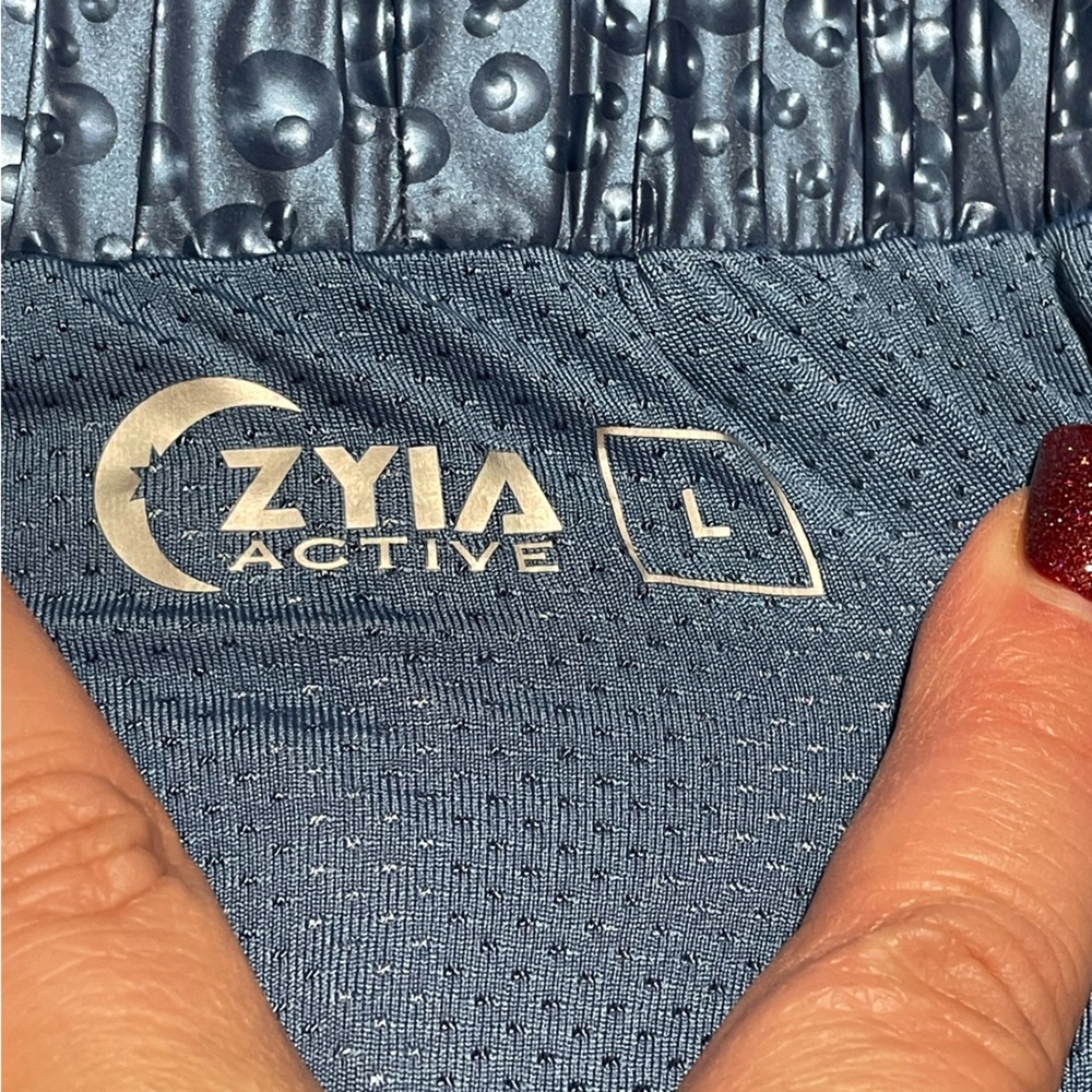 🫧 Zyia Womens Large Athletic Running Blued Steel Bubbles Hi-Rise Bomber Short - Picture 11 of 12